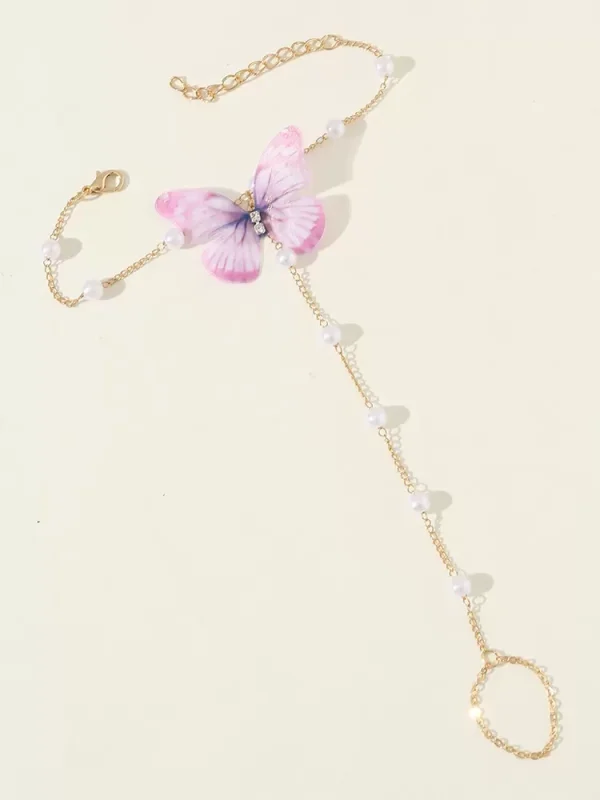 Butterfly Romantic Pearl Sweet Chic Ankle Bracelet Anklet - Image 4