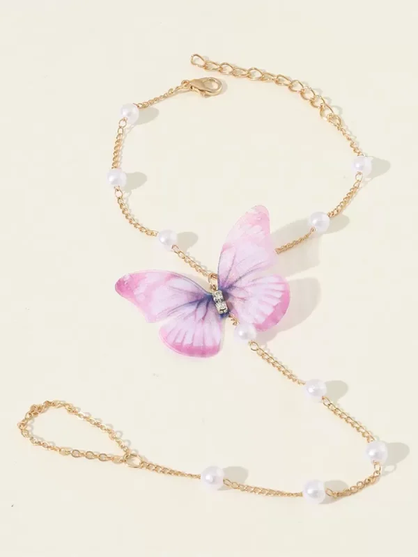 Butterfly Romantic Pearl Sweet Chic Ankle Bracelet Anklet - Image 5