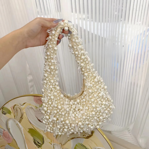 Casual Pearl Crystal Beads Fashionable Single Shoulder Underarm Cute Versatile Bag