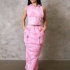 Casual Pullover Cargo Skirts And Sleeveless Hoodies 2 Piece Outfits