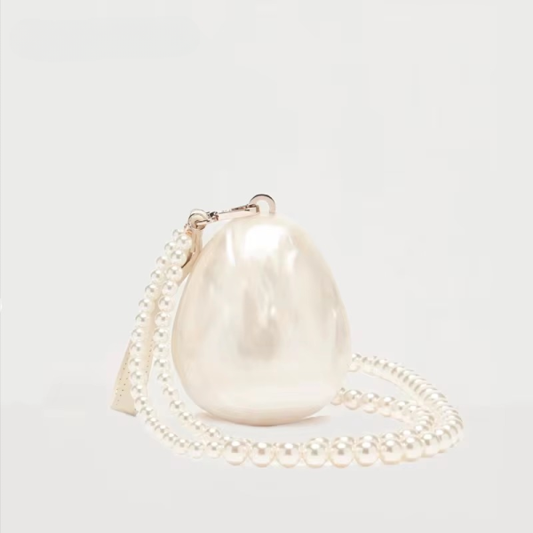 Cute Acrylic Pearl Beaded Strap For Wedding Party Luxury Clutch Egg Bag - Image 3