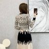 Elegant Geometric Pattern Knitted Slim Fit Sweater Dress - Image 7