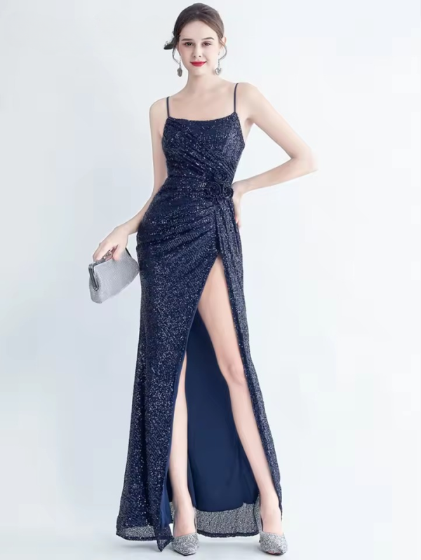 Elegant Luxury Sequin Backless Birthday Party Maxi Dress - Image 11