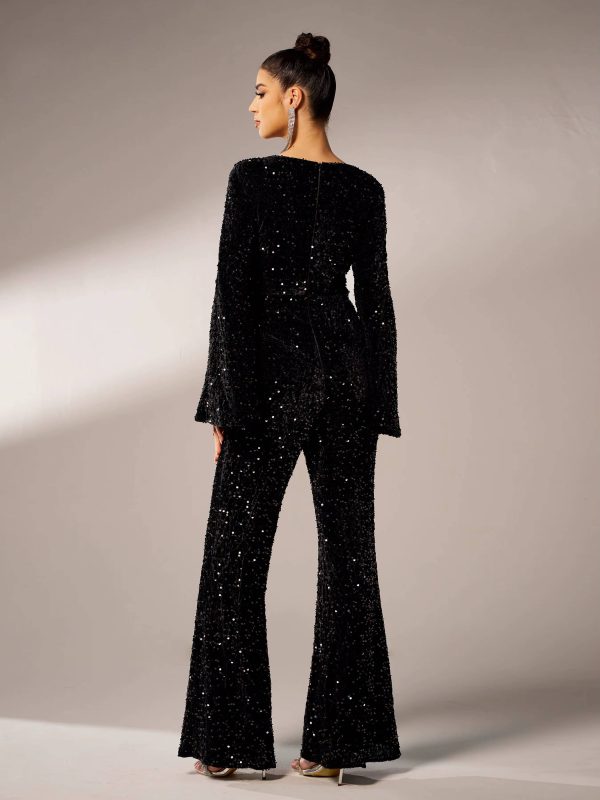 Elegant Sequin Flared Sleeve Birthday Party Luxury Jumpsuit - Image 6