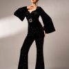 Elegant Sequin Flared Sleeve Birthday Party Luxury Jumpsuit - Image 4