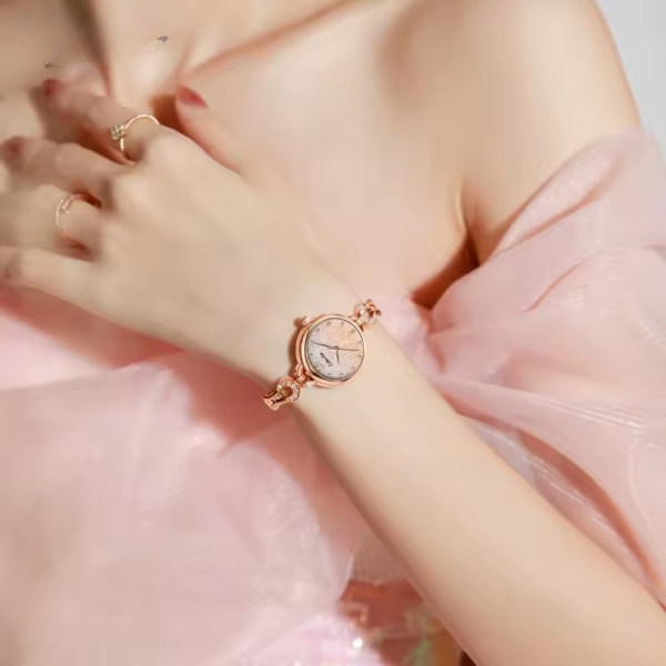 Elegant Small Round Dial Hidden Clasp Wristwatch Jewelry Gift Sets - Image 3