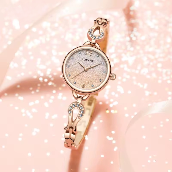 Elegant Small Round Dial Hidden Clasp Wristwatch Jewelry Gift Sets - Image 4