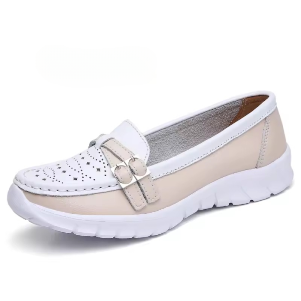 Genuine Leather Moccasin Loafers Slip On Hollow EVA Plus Size Flats Shoes - Image 5