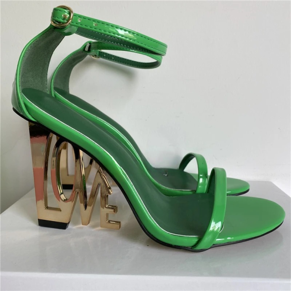 Letter-Love One-strap Fretwork Party Strange High Heels Gladiator Sandals - Image 3