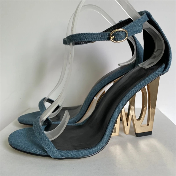 Letter-Love One-strap Fretwork Party Strange High Heels Gladiator Sandals - Image 4