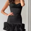 Ruffled Sweetheart Neckline Birthday Party Bodycon Strap Mini Dress - Image 3