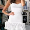 Ruffled Sweetheart Neckline Birthday Party Bodycon Strap Mini Dress - Image 4