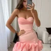 Ruffled Sweetheart Neckline Birthday Party Bodycon Strap Mini Dress - Image 5
