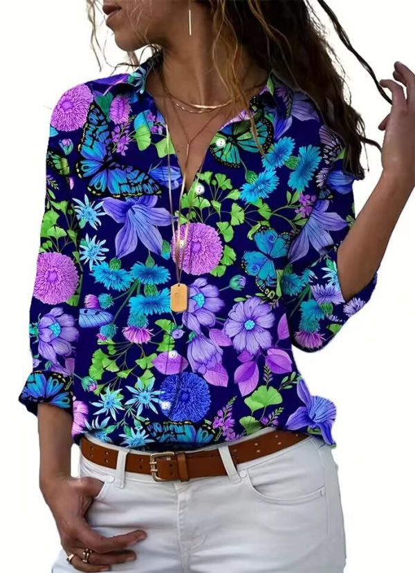 Sleek Cactus and Succulent Print Casual Shirt