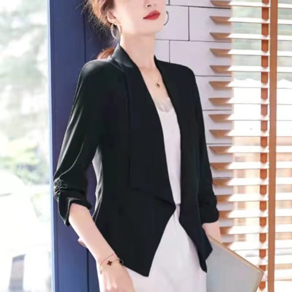 Elegant 3/4 Sleeve Slim Shirring Korean Fashion 3/4 Sleeve Casual Suit Coat - Image 6