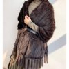 Real Mink Fur Knitted Pashmina Scarves Long Style Large Winter Scarf - Image 4