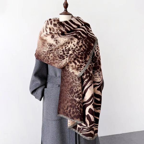 Double-sided Leopard Print Luxury Cachecol Bandana Wrap Neck Scarf