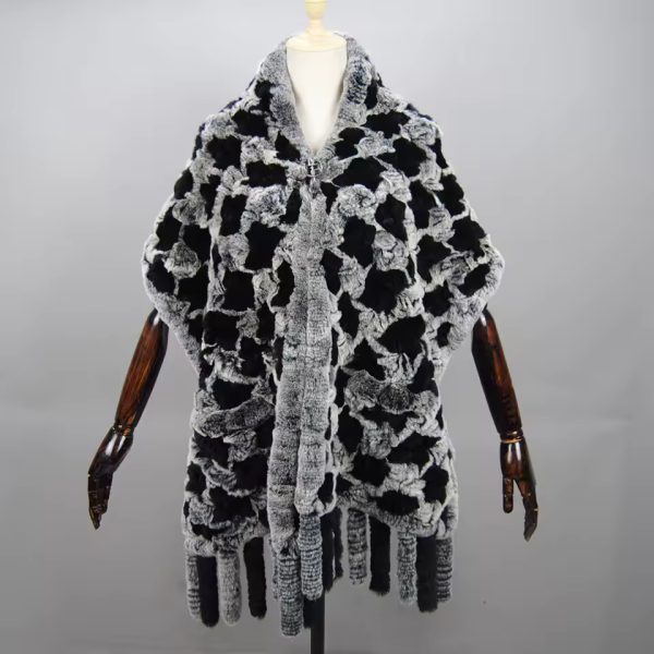 Neck Warm Long  Real Rex Rabbit Fur Knitted shoulder Cape Scarves - Image 4