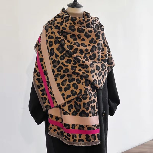 Luxury Winter Leopard Two-Sided Cashmere Jacquard High Quality Thicken Wrap Shawl - Image 6