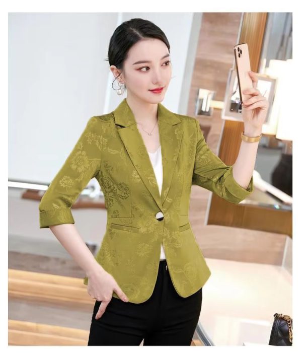 Notched Slim Long Sleeved Pockets Fashion Blazer - Image 8