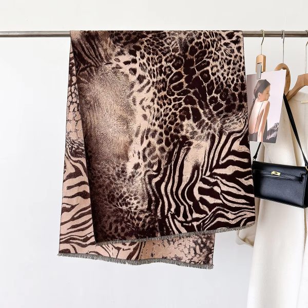 Double-sided Leopard Print Luxury Cachecol Bandana Wrap Neck Scarf - Image 3