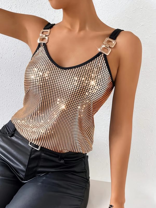 Sequined Fashion Sleeveless Nightclub Tank Top