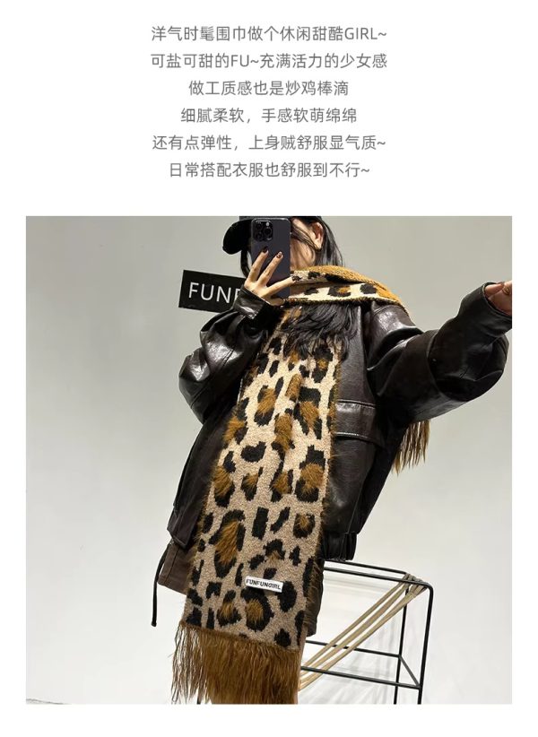 Leopard Print Fashion High Quality Cashmere Thick Warm Scarf Shawl - Image 7