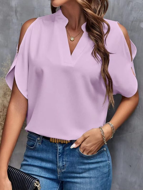 Elegant Off Shoulder Fashion Trend Loose Short Sleeve Shirts Tops - Image 8