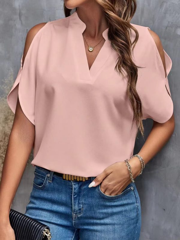 Elegant Off Shoulder Fashion Trend Loose Short Sleeve Shirts Tops - Image 7