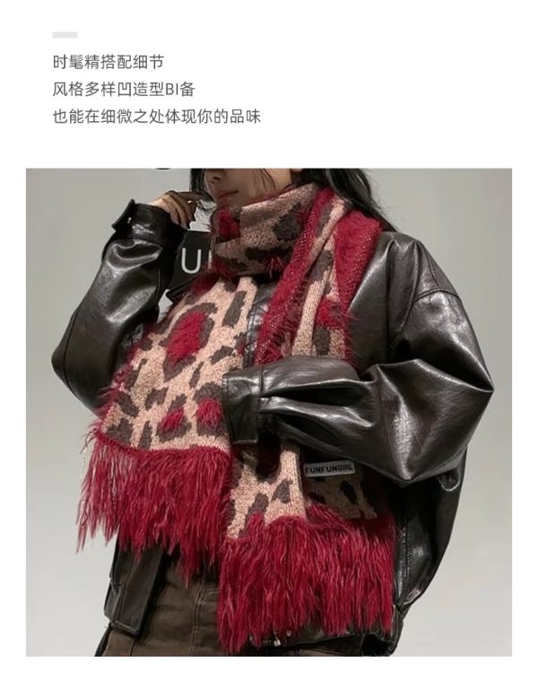 Leopard Print Fashion High Quality Cashmere Thick Warm Scarf Shawl - Image 9