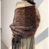 Real Mink Fur Knitted Pashmina Scarves Long Style Large Winter Scarf - Image 8