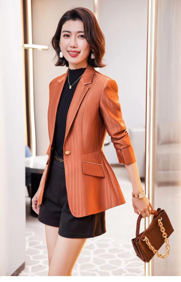 Luxury Bright Striped Long Sleeve  Elegant Single Golden Button Formal Suits - Image 5