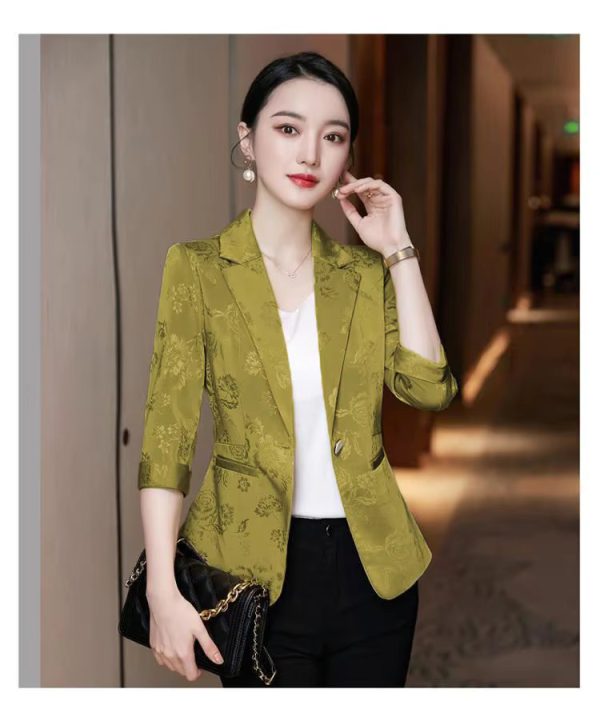 Notched Slim Long Sleeved Pockets Fashion Blazer - Image 5