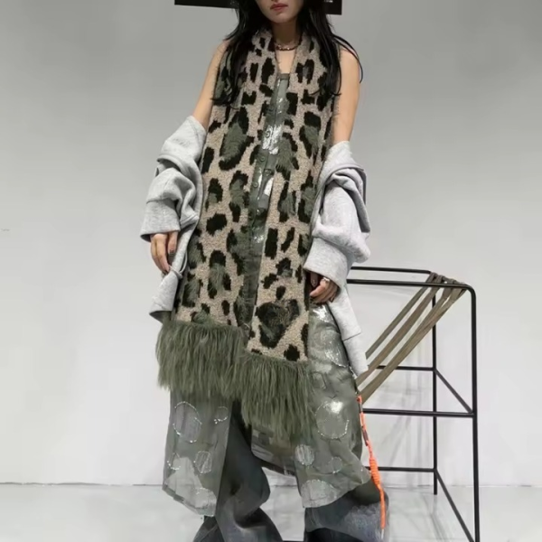 Leopard Print Fashion High Quality Cashmere Thick Warm Scarf Shawl - Image 11