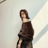 Real Mink Fur Knitted Pashmina Scarves Long Style Large Winter Scarf - Image 2