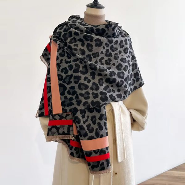 Luxury Winter Leopard Two-Sided Cashmere Jacquard High Quality Thicken Wrap Shawl - Image 4