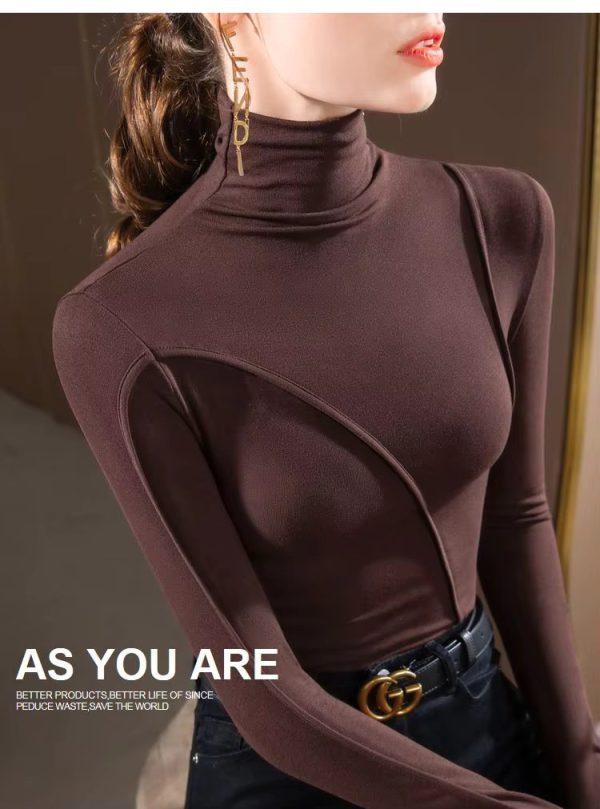 Turtleneck Fashion All-match Slim Long Sleeve T-shirt - Image 2