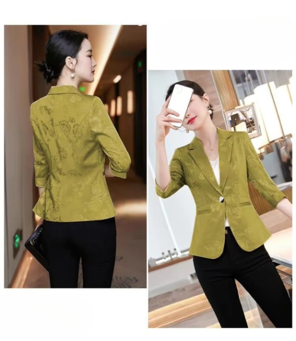 Notched Slim Long Sleeved Pockets Fashion Blazer - Image 11