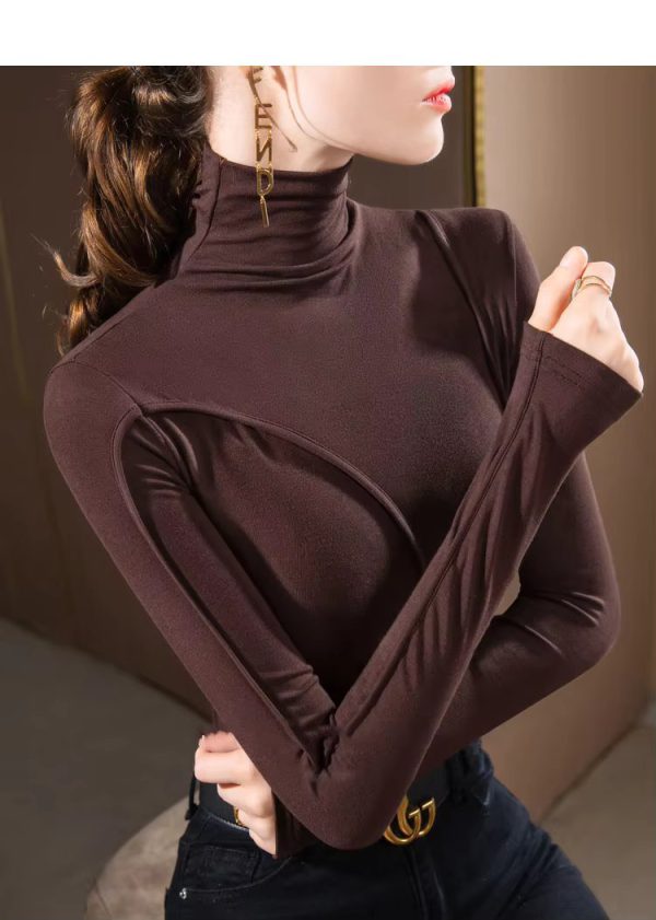 Turtleneck Fashion All-match Slim Long Sleeve T-shirt - Image 3