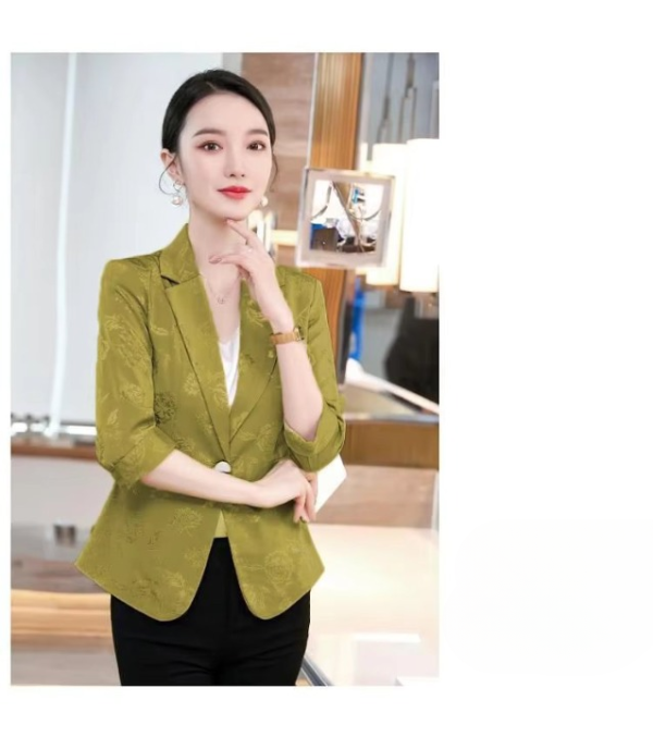 Notched Slim Long Sleeved Pockets Fashion Blazer - Image 10