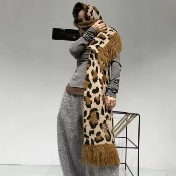 Leopard Print Fashion High Quality Cashmere Thick Warm Scarf Shawl - Image 12