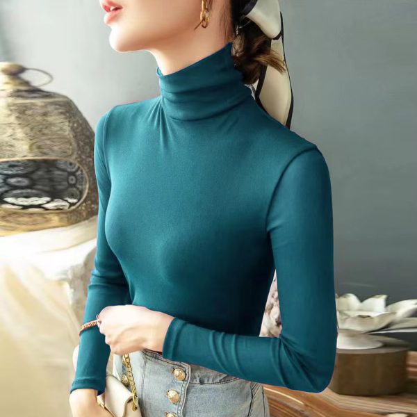 High-neck Long Sleeve Fashion Slim Stretch Bottoming Mesh T Shirt - Image 10