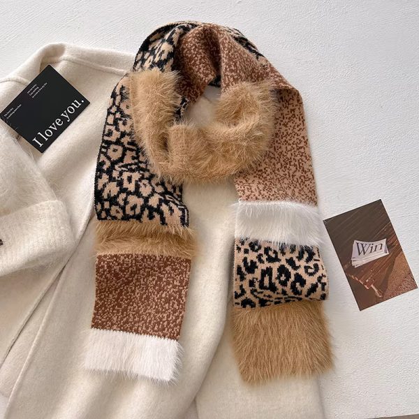 Leopard Pattern Knitting Thick Soft Warm High Quality Cashmere Warm Muffler