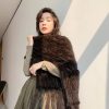 Real Mink Fur Knitted Pashmina Scarves Long Style Large Winter Scarf - Image 11