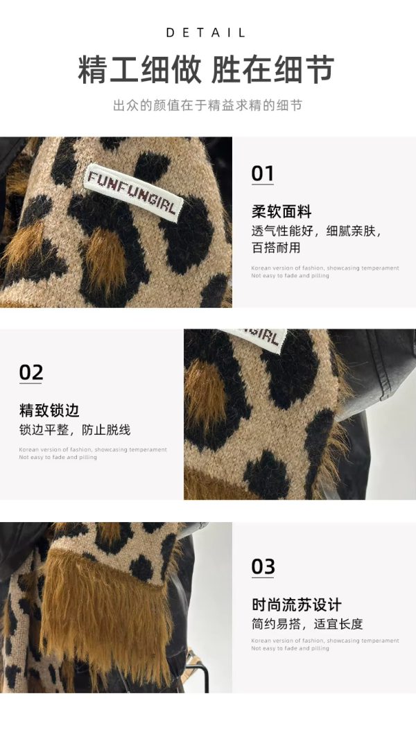 Leopard Print Fashion High Quality Cashmere Thick Warm Scarf Shawl - Image 6