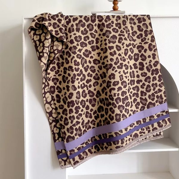 Luxury Winter Leopard Two-Sided Cashmere Jacquard High Quality Thicken Wrap Shawl - Image 3