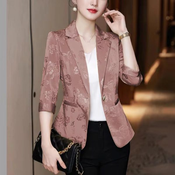 Notched Slim Long Sleeved Pockets Fashion Blazer