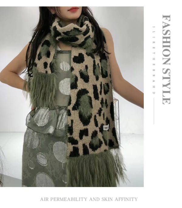 Leopard Print Fashion High Quality Cashmere Thick Warm Scarf Shawl - Image 4