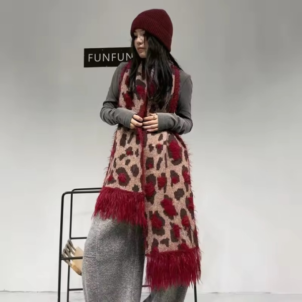 Leopard Print Fashion High Quality Cashmere Thick Warm Scarf Shawl - Image 13