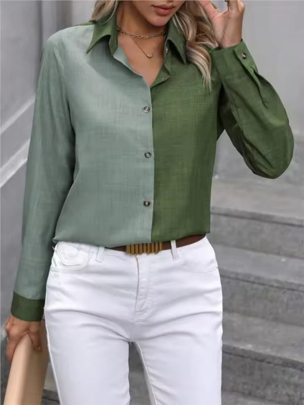 Long-sleeved Lapel Fashion Casual Simple Shirt